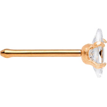 Load image into Gallery viewer, 20G 1/4 Clear CZ Gem Rose Gold IP Ellipse Nose Bone
