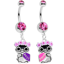 将图片加载到图库查看器，Pink Gem BFF Penguins Dangle Belly Ring Set
