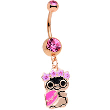 Load image into Gallery viewer, Pink Gem Rose Gold Tone Anodized BFF Penguins Dangle Belly Ring Set

