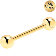 Load image into Gallery viewer, Solid 14k Yellow Gold Barbell Straight Barbell Ring 16G 3/8 3mm
