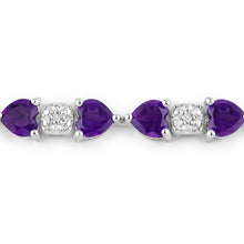 Load image into Gallery viewer, 9.56 Carat Genuine Amethyst and White Diamond .925 Sterling Silver Bracelet
