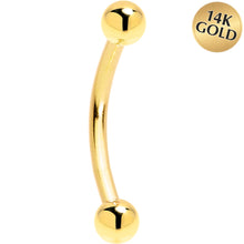将图片加载到图库查看器，16G 3/8 Solid 14k Yellow Gold Curved Barbell
