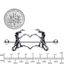 将图片加载到图库查看器，1 1/2 Skeleton Hand Heart Nipple Barbell Shield Set
