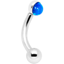 Load image into Gallery viewer, 16G 1/4 Blue Synthetic Opal Flat Set Curved Eyebrow Rook Piercing
