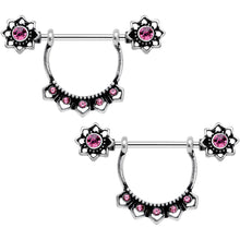 Load image into Gallery viewer, Pink Gem Flapper Fashion Removable Dangle Barbell Nipple Ring Set
