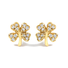 Load image into Gallery viewer, 10K Yellow Gold Diamond Accent 4 Leaf Clover Stud Earrings
