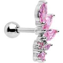 将图片加载到图库查看器，16G 1/4 Pink Gem Dewdrop Cluster Cartilage Tragus Earring
