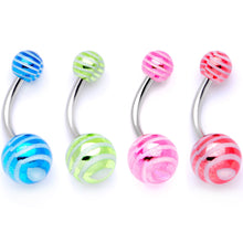 Load image into Gallery viewer, Parade of Color Stripes Party Pack Belly Ring Set of 4
