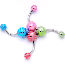 Load image into Gallery viewer, Parade of Color Stripes Party Pack Belly Ring Set of 4
