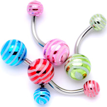 Load image into Gallery viewer, Parade of Color Stripes Party Pack Belly Ring Set of 4
