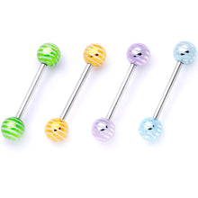 Load image into Gallery viewer, Pastel Stripes Party Barbell Tongue Ring Set of 4
