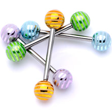 Load image into Gallery viewer, Pastel Stripes Party Barbell Tongue Ring Set of 4
