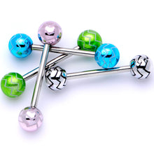 Load image into Gallery viewer, Pastel Zig Zag Party Barbell Tongue Ring Set of 4
