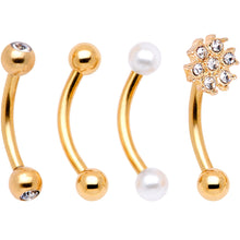 Load image into Gallery viewer, 16G 5/16 Gem Golden Variety Curved Eyebrow Daith Rook Set of 4

