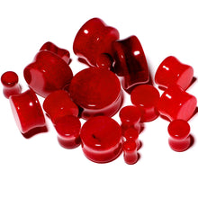 Load image into Gallery viewer, Solid Red Stone Saddle Plug Set 6mm to 25mm

