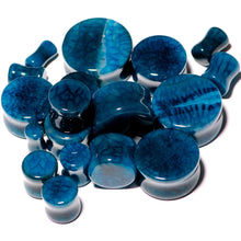 Load image into Gallery viewer, Solid Blue Stone Saddle Plug Set 6mm to 25mm
