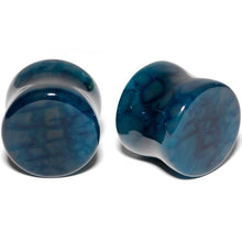将图片加载到图库查看器，9/16 Solid Blue Stone Saddle Plug Set
