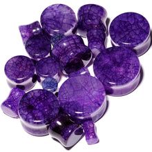 将图片加载到图库查看器，Solid Purple Stone Saddle Plug Set 6mm to 25mm
