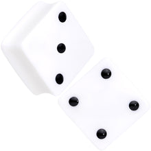 Load image into Gallery viewer, White Acrylic Square Shaped Lucky 7 Dice Saddle Plug Set 22mm to 32mm
