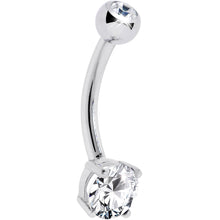 将图片加载到图库查看器，16G Solid 14K White Gold Round Cubic Zirconia Belly Ring
