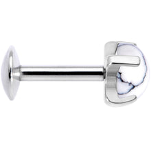 Load image into Gallery viewer, 16G 1/4 White Howlite Internally Threaded Labret Monroe Tragus
