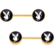 将图片加载到图库查看器，Licensed Playboy Bunny Gold Tone Barbell Nipple Ring Set
