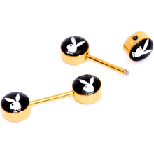 将图片加载到图库查看器，Licensed Playboy Bunny Gold Tone Barbell Nipple Ring Set
