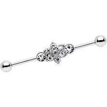 Load image into Gallery viewer, 14G Clear Gem Floral Cluster Industrial Barbell 38mm
