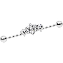 Load image into Gallery viewer, 14G Clear Gem Floral Cluster Industrial Barbell 38mm
