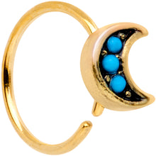 Load image into Gallery viewer, 20G 5/16 Blue Orb Gold Tone Crescent Moon Seamless Circular Ring

