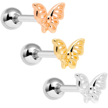 Load image into Gallery viewer, 16G 1/4 Blush Butterfly Cartilage Tragus Earring Set of 3
