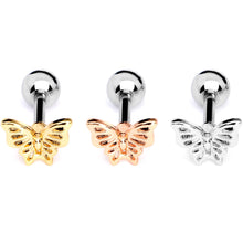 Load image into Gallery viewer, 16G 1/4 Blush Butterfly Cartilage Tragus Earring Set of 3
