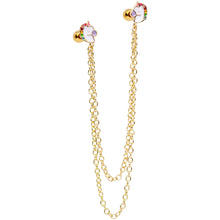 Load image into Gallery viewer, 16G 1/4 Gold Tone Pretty Unicorns Cartilage Chain Earring
