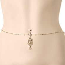 Load image into Gallery viewer, Clear Gem Dancing Queen Chandelier Dangle Belly Ring Belly Chain
