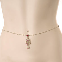 Load image into Gallery viewer, Pink Gem Dancing Queen Chandelier Dangle Belly Ring Belly Chain
