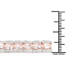 Load image into Gallery viewer, 18K Rose Gold Plated 11.60 Carat Genuine Morganite .925 Sterling Silver Bracelet

