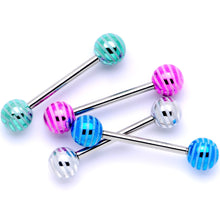 Load image into Gallery viewer, Bright Stripes Party Barbell Tongue Ring Set of 4
