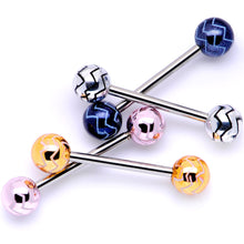 Load image into Gallery viewer, Late Night Party Zig Zag Barbell Tongue Ring Set of 4
