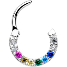 Load image into Gallery viewer, 16G 5/16 Pink Blue Gem Rainbow Style Cartilage Clicker
