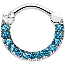 Load image into Gallery viewer, 16G 5/16 Blue Gem Paved Glamour Cartilage Clicker

