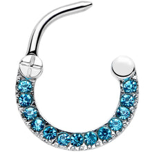 Load image into Gallery viewer, 16G 5/16 Blue Gem Paved Glamour Cartilage Clicker
