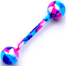 Load image into Gallery viewer, 14G 5/8 Blue Pink Camouflage Straight Barbell Tongue Ring
