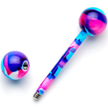 Load image into Gallery viewer, 14G 5/8 Blue Pink Camouflage Straight Barbell Tongue Ring
