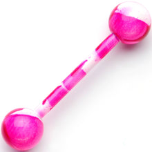 Load image into Gallery viewer, 14G 5/8 Pink White Camouflage Straight Barbell Tongue Ring
