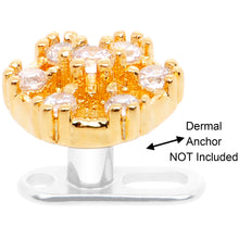 Load image into Gallery viewer, 14G Clear Gem Gold Tone Externally Threaded Dermal Anchor Top
