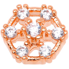 Load image into Gallery viewer, 14G Clear Gem Rose Flower Tone Externally Threaded Dermal Anchor Top
