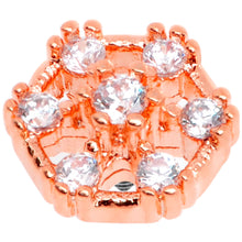 Load image into Gallery viewer, 14G Clear Gem Rose Flower Tone Externally Threaded Dermal Anchor Top
