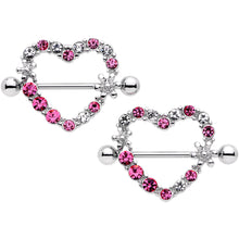 Load image into Gallery viewer, 14G 7/8 Pink Clear Gem Loves Garden Nipple Shield Set

