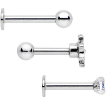 Load image into Gallery viewer, 16G 1/4 Clear Gem Flowers Cartilage Tragus Earring Set of 3
