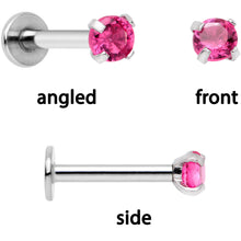 Load image into Gallery viewer, 16G 1/4 Pink Gem Rose Flower Cartilage Tragus Earring Set of 3
